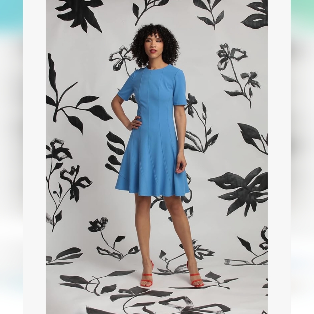 MAGGY LONDON Women's  Dress w/ Short Sleeve Blue 10